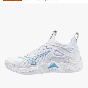 Mizuno White and Light Blue Athletic Shoes